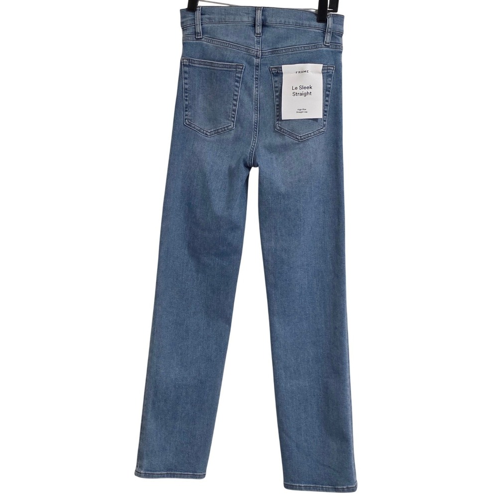 FRAME Le Sleek Straight Jeans Womens 27 Light Blue High Rise Denim Honeymoon NEW - Picture 3 of 7